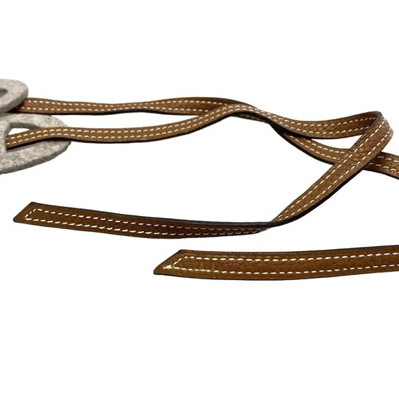 Auth HERMES Chaine D'ancre - Light gray Dark Brown Felt Leather Square P Belt - Picture 5 of 5